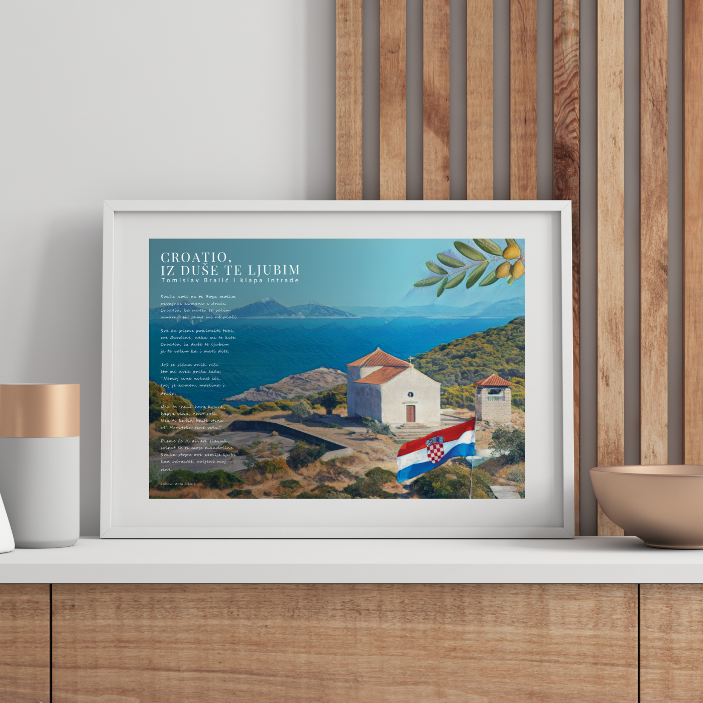 Uokvireni poster "Croatio, iz duŔe te ljubim" (pejzaž)