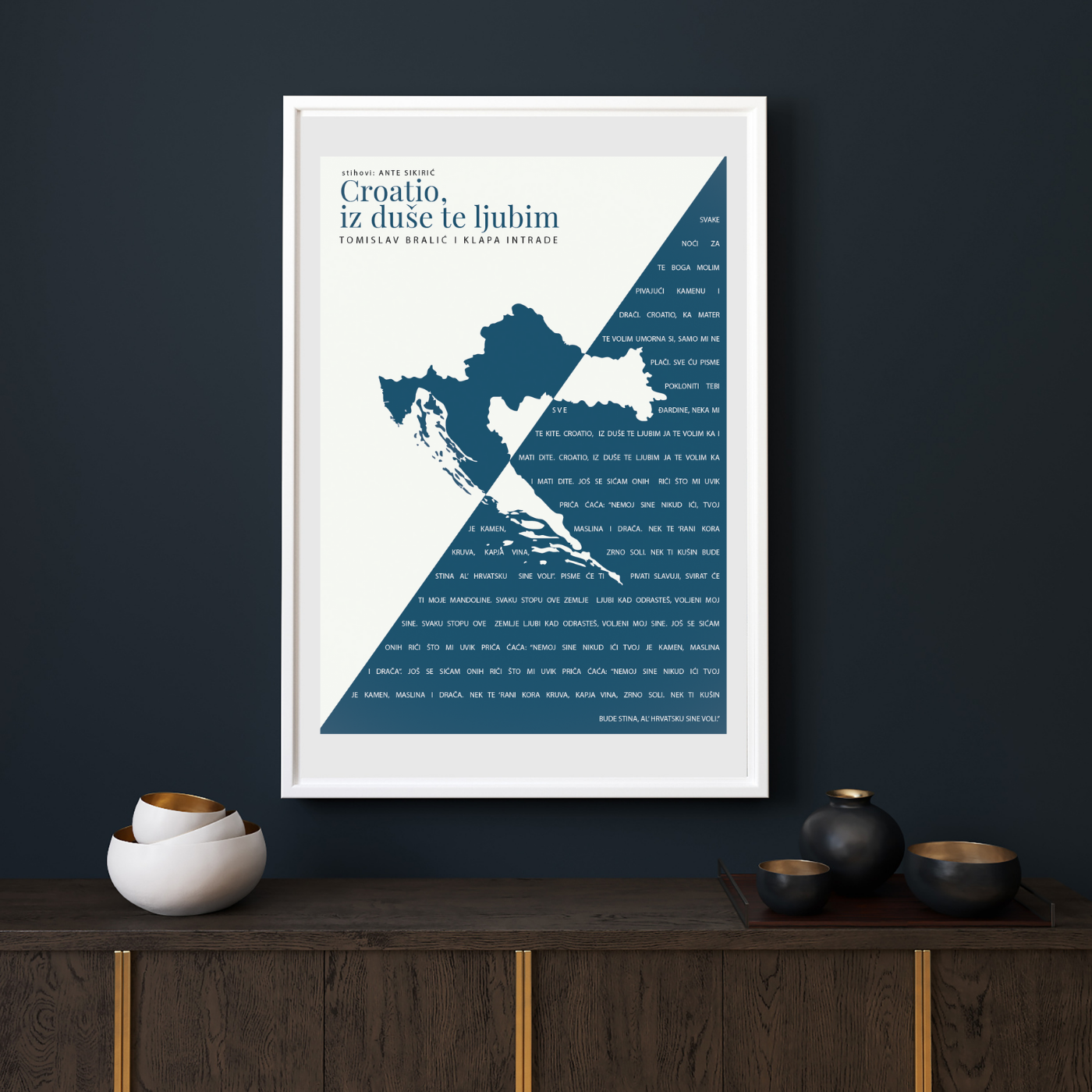 Uokvireni poster "Croatio, iz duŔe te ljubim" (moderni)